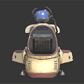 Cute 3D Robot Aircraft Model With Transparent Cockpit Cream White Body And Blue Star Accents