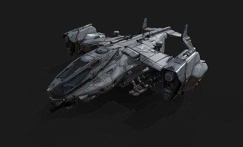 modern spaceship flight vehicle 3d model