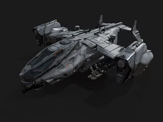 modern spaceship flight vehicle 3d model
