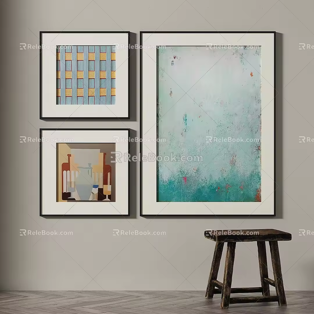 Quiet Retro Abstract Decorative Painting 3d model