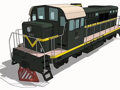 Black Diesel Train With Yellow Stripes Red Snowplow And Number 051 557 3d model
