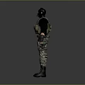 Tactical Military Character Wearing Camouflage Pants Tactical Vest And Headphones