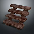 Brown Textured Wooden Stacked Step Structure With Multi Layer Design