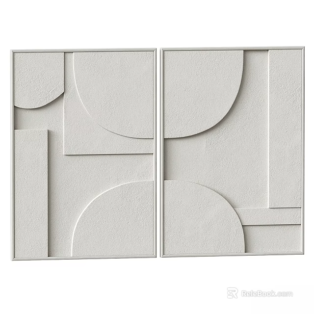 Modern White Geometric Photo Frames With Abstract Circular And Rectangular Design For Wall Decor 3d model