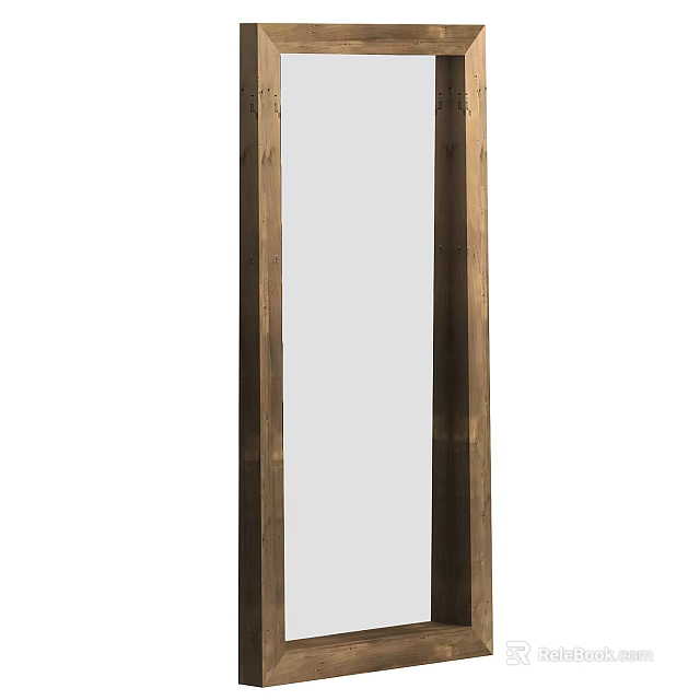 Elegant Wooden Framed Full Length Floor Mirror for Modern Home Decor 3d model 