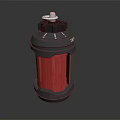 Red and Black Cylindrical Weapon with Silver Top Component and Modern Tactical Design