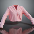 Pink Long Sleeve V Neck Loose Fit Flowy Top For Daily Wear