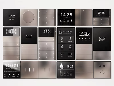 Modern Smart Home Switch Panels Featuring Time Display And Functional Sleek Design 3d model