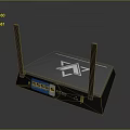 Modern Wireless Router With Two Antennas Blue Ports And Top Logo