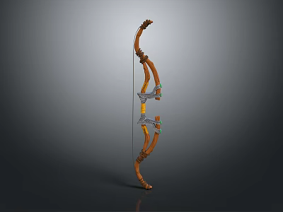 Handcrafted Traditional Wooden Bow Weapon With Ornate Decorations And Classic Design 3d model