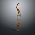 Handcrafted Traditional Wooden Bow Weapon With Ornate Decorations And Classic Design