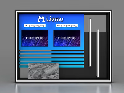 Liemu Fiber Optics Display Shelf With Blue Background Marble Panel And LED Lights 3d model