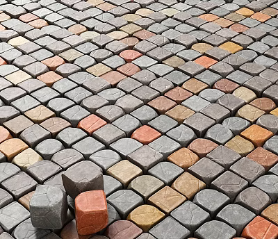 Colorful Neatly Arranged Paving Stones For Road Infrastructure And Pathway Surface 3d model