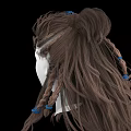 Hair Jewelry Accessories With Blue Decorations On Braided Brown Hair Mannequin Head