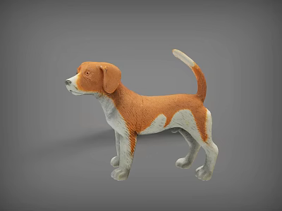 Lifelike Brown And White Standing Dog Stuffed Toy With Detailed Features 3d model