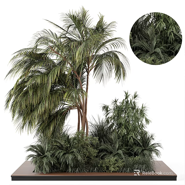 Lush Tropical Plant Collection With Palm Trees Bamboo And Green Foliage 3d model 