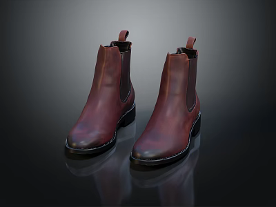 Brown Leather Ankle Boots For Women Fashionable Classic Design Comfortable Fit Shoes 3d model