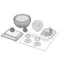 Elegant Modern Tabletop Decorative Ornament Set With Marble Tray Wire Baskets Glass Cups And Books