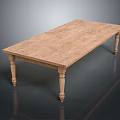 Classic Wooden Long Table With Carved Legs And Natural Solid Wood Finish