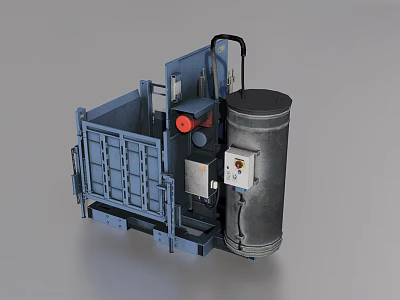 Industrial Compactor Equipment With Heavy Duty Metal Frame Cylindrical Tank And Control Panel 3d model