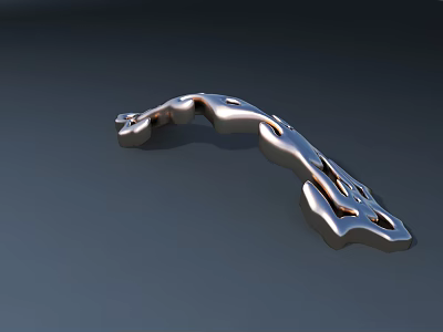 Shiny Metallic Modern Door Handle With Curved Ergonomic Unique Artistic Design 3d model