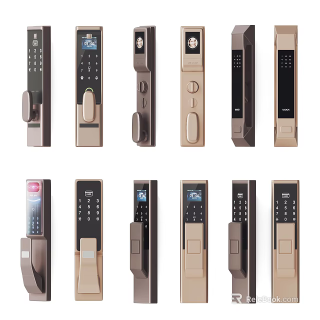 Modern Electronic Door Handles Design With Smart Features And Multiple Styles 3d model 