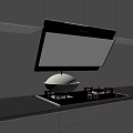 Modern Kitchen Cookware With Range Hood Cooktop Pot And Cabinets 3d model