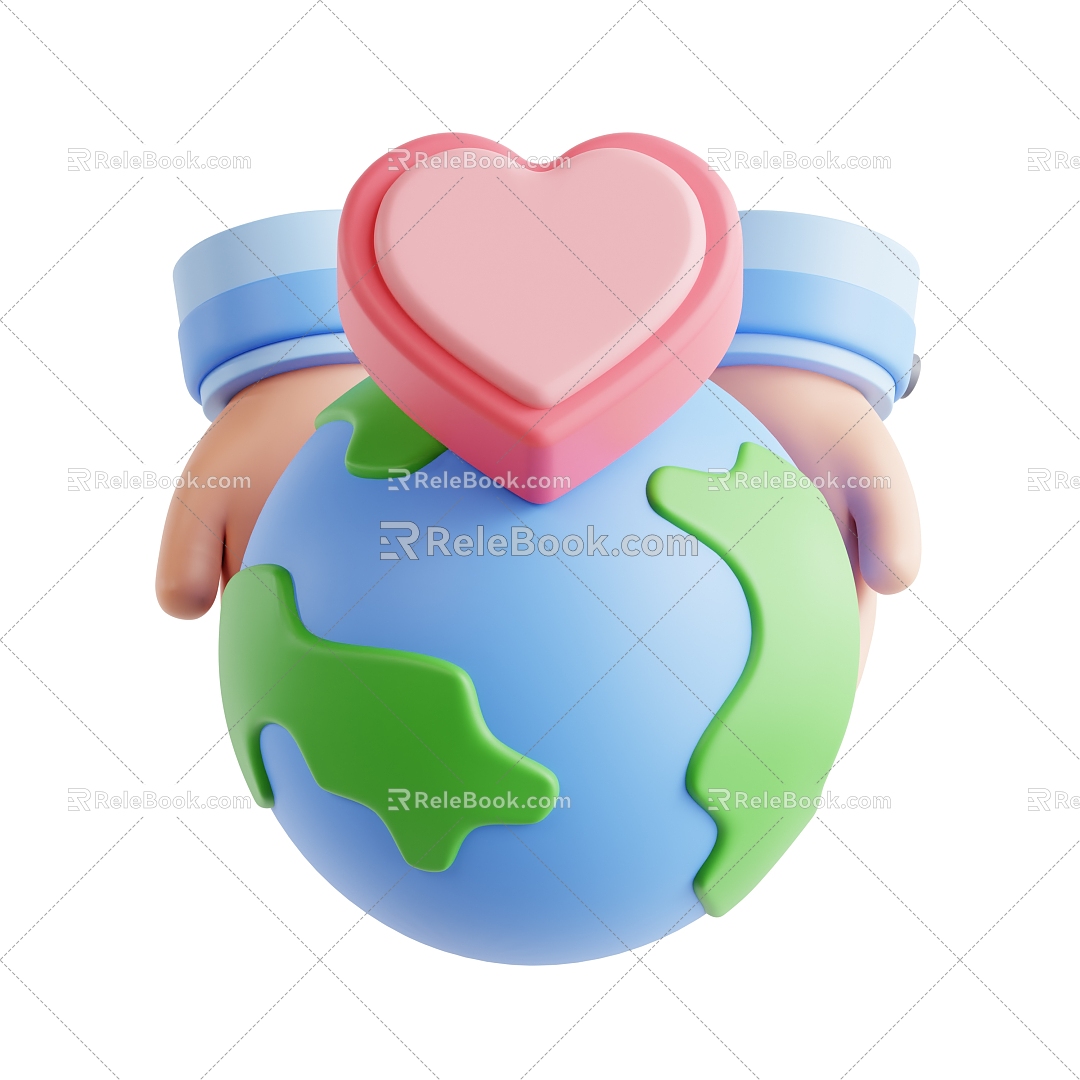 Modern Cartoon Earth Love Earth Animation Earth Cartoon Scene Animation Scene 3d model