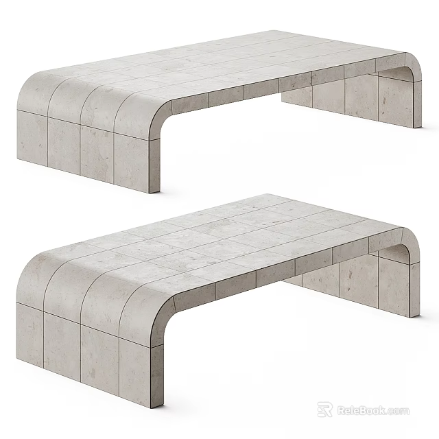 Sleek Modern Coffee Table With Marble Surface And Curved Layered Design 3d model 