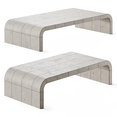 Sleek Modern Coffee Table With Marble Surface And Curved Layered Design 3d model