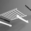 White Striped Suspended Ceiling Grid With Black Mounting Components And Frame 3d model