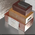 Wooden And White Storage Boxes With Stacked Small Household Items