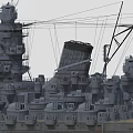 Detailed Battleship Warship Model With Gray Hull Deck Turret And Mast