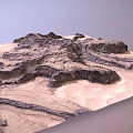 Detailed Terrain Model With Mountain Ranges Valley Formations And Sandy Textures 3d model