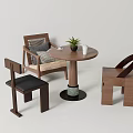 Middle Ancient Casual Table and Chair Middle Ancient Coffee Table and Chair Log Table and Chair Combination Japanese Table and Chair Combination 3d model