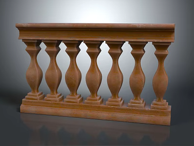 Classical Stone Balustrade With Ornamental Fluted Posts Elegant Sturdy Architectural Design 3d model