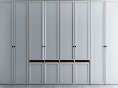 Modern Wardrobe Interior Design With Light Gray Flat Panel Doors And Sleek Handles 3d model