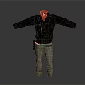 Black Leather Jacket With Red Scarf Gray Pants And Brown Belt