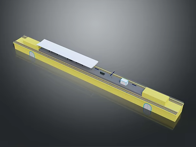 Yellow Train Single Carriage With White Top And Rail Track Base 3d model