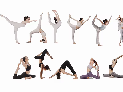 Group of Women Practicing Various Yoga Poses in Different Stretching Positions 3d model Group of Women Practicing Various Yoga Poses in Different Stretching Positions 3d model