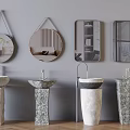 Modern Basin Washstand Combination Mirror Marble Basin Stone Basin 3d model
