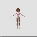 3D Female Character With Red Hair In Pink Bikini Standing On Green Background