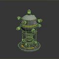Futuristic Sci Fi Mechanical Device Design With Spherical Top Pipes And Spiral Base