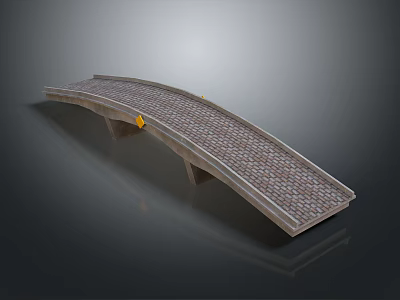 Industrial Metal Bridge with Grid Deck Surface Support Legs and Yellow Components 3d model