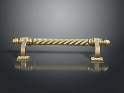 Golden Decorative Furniture Hardware Tool With Twisted Design And Ornate End Details 3d model