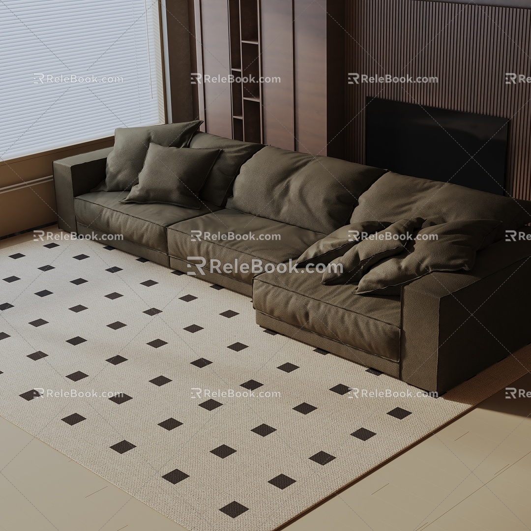 Modern three-seat sofa 3d model