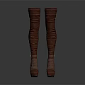 Brown Knee High Boots with Laced Design and High Heel for Fashionable Look