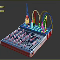 Professional Audio Mixer With Multiple Knobs Buttons Cables And Antenna