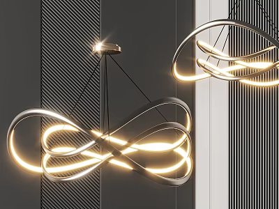 Modern Curved LED Chandelier With Artistic Design And Soft Glow For Interior Space 3d model