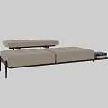 Modern Beige Sofa Bench with Tufted Cushion and Metal Legs and Books on Top Design